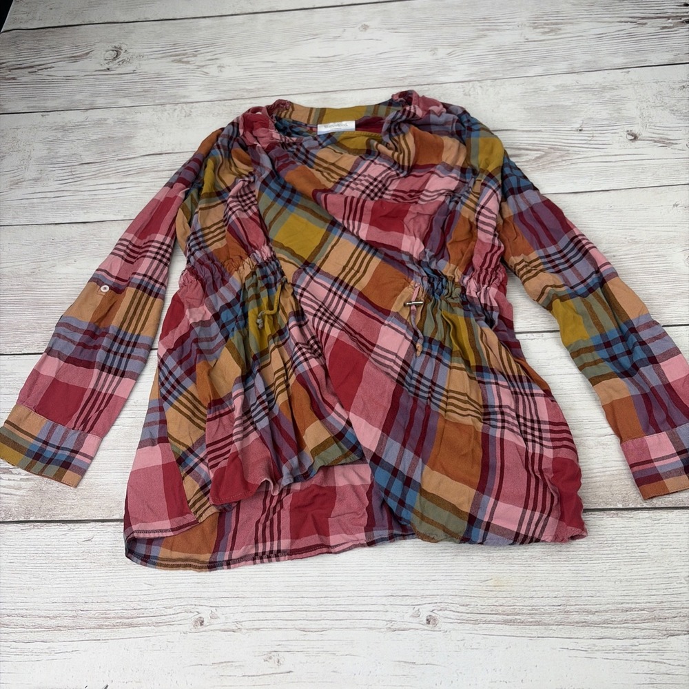 Motherhood Women's Small Nursing Plaid Crossover Top Multicolor Shirt